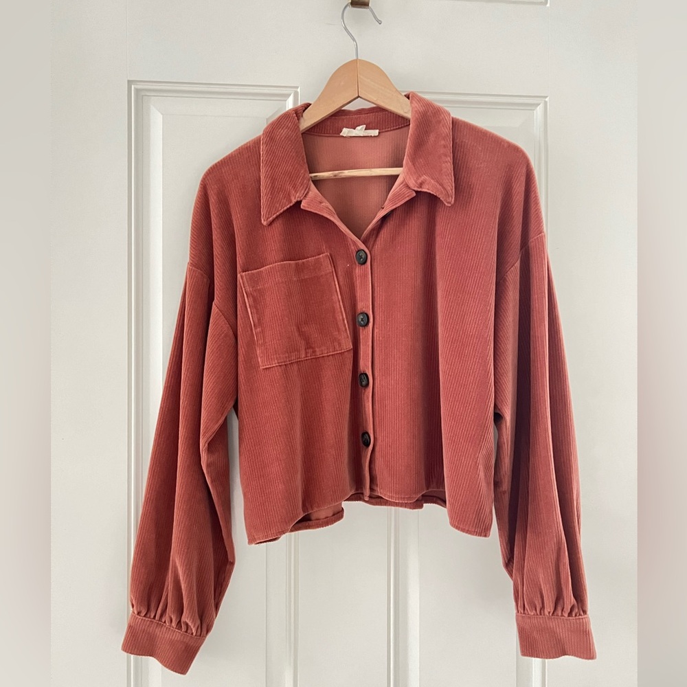 Madewell corduroy shacket/ cropped jacket blouse - size L - EUC